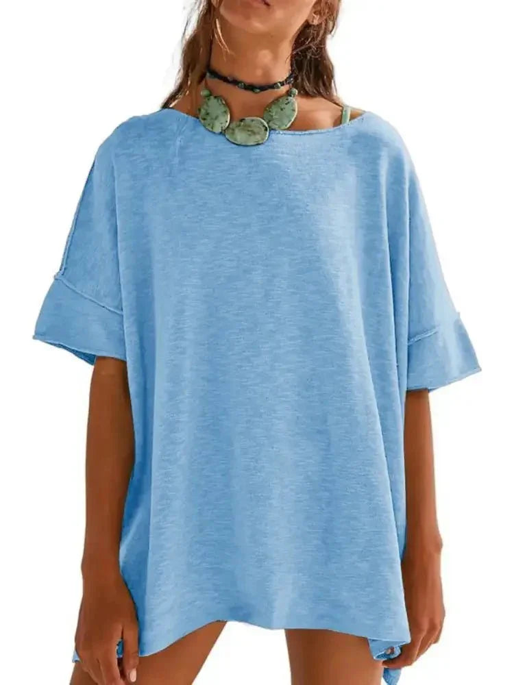 Oversized Round Neck Drop - Shoulder T-Shirt - Update AvenueT-ShirtsTrendsi100100457923968100100457923968d2de27a8cace4cb8ac235abf92eb7a2c - Max - OriginLight Blue