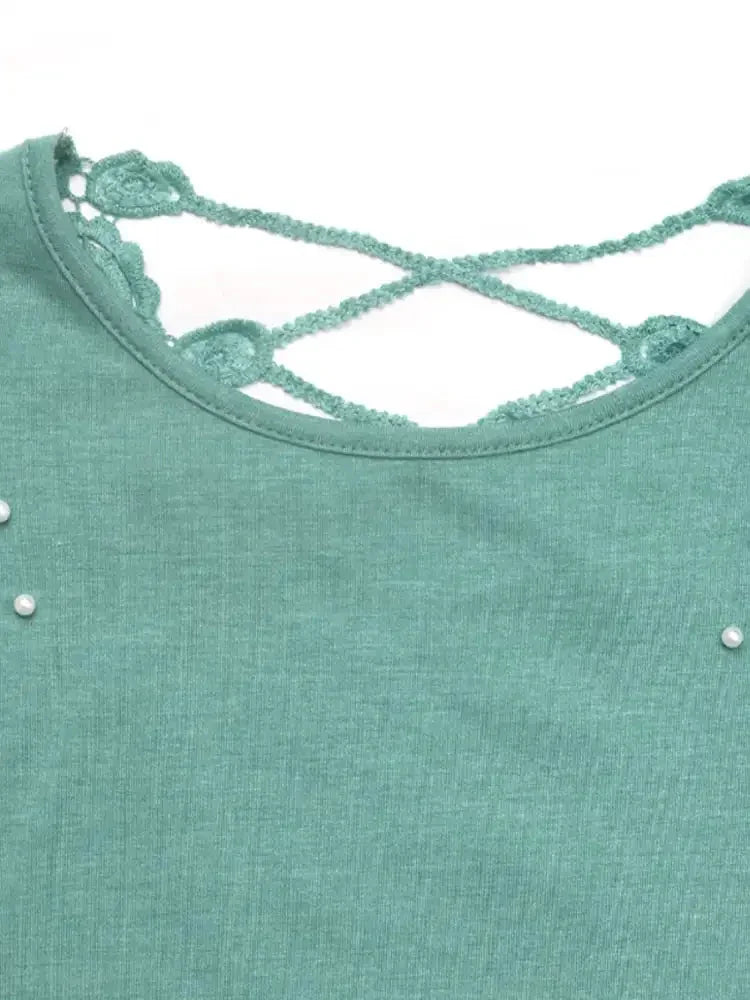 Pearl Detail Round Neck Short Sleeve T-Shirt - Update AvenueT-ShirtsTrendsi100100692161238100100692161238d3b89aaf - 76ec - 4e45 - b90f - 7883846f240d - Max - OriginTurquoise
