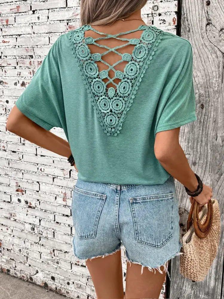 Pearl Detail Round Neck Short Sleeve T-Shirt - Update AvenueT-ShirtsTrendsi100100692161238100100692161238478901d7 - c6cc - 4110 - 9db0 - fc1c0d08c69d - Max - OriginTurquoise