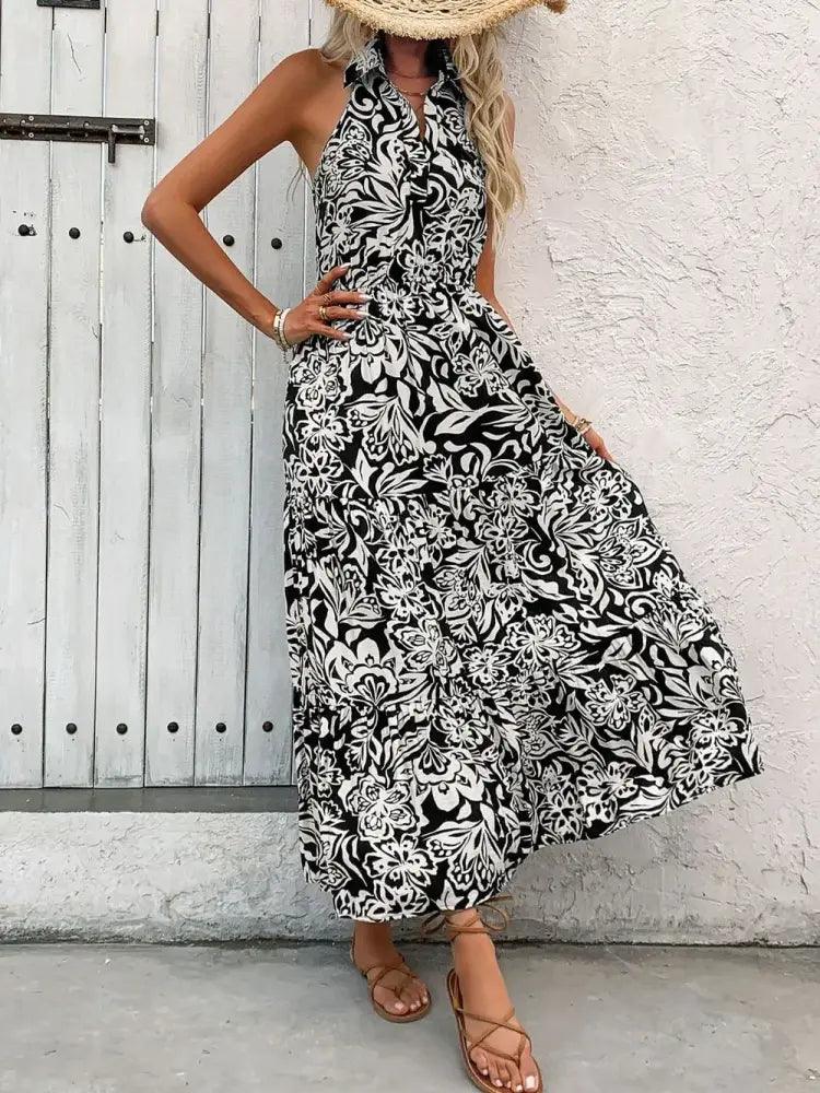 Perfee Backless Smocked Printed Sleeveless Midi Dress - Update AvenueBoho VibesTrendsi1001009113719031001009113719031e34bc4f - fbe0 - 4177 - 8c52 - ae73a0906821 - MaxBlack