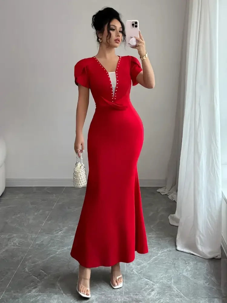Petal Sleeve Mermaid Maxi Dress