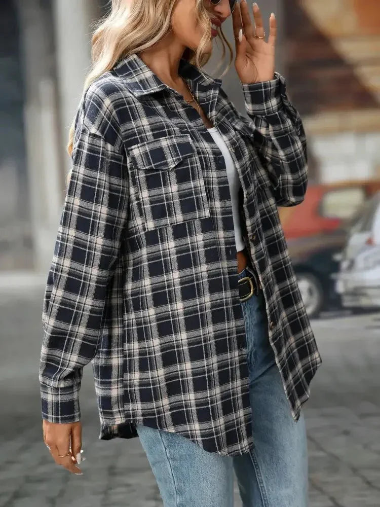 Plaid Button - Down Oversized Shirt - Update AvenueTrendsi100100361561396100100361561396a3970049 - 0aa7 - 4a64 - a955 - ef143f53fbfa - Max - OriginNavy Blue
