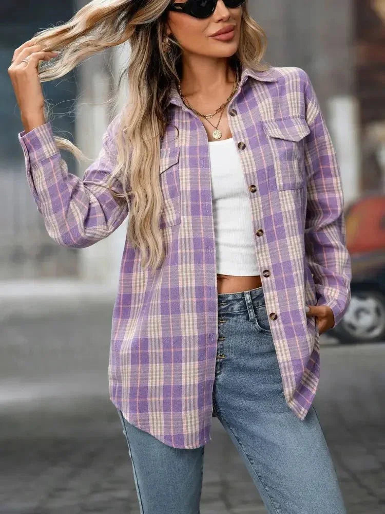 Plaid Button - Down Oversized Shirt - Update AvenueTrendsi100100361565033100100361565033b4993f2b - 3e23 - 4669 - 87f1 - c990338599a1 - Max - OriginPurple