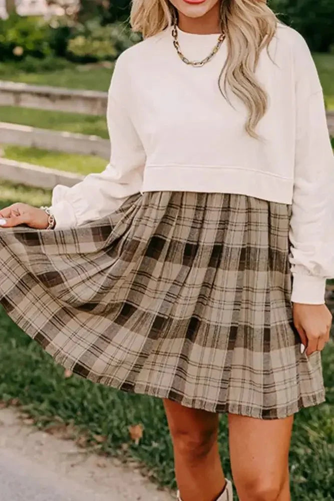 Plaid Round Neck Long Sleeve Mini Dress - Update AvenueTrendsi1001007188418431001007188418437c4db33e - e781 - 419c - ae00 - e9df4f9229f6 - MaxBeige