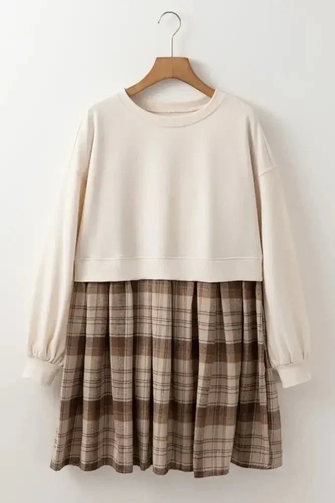 Plaid Round Neck Long Sleeve Mini Dress - Update AvenueTrendsi1001007188418431001007188418432c97413b - 28c9 - 4c3e - a1cb - 56bf45e1e283 - MaxBeige