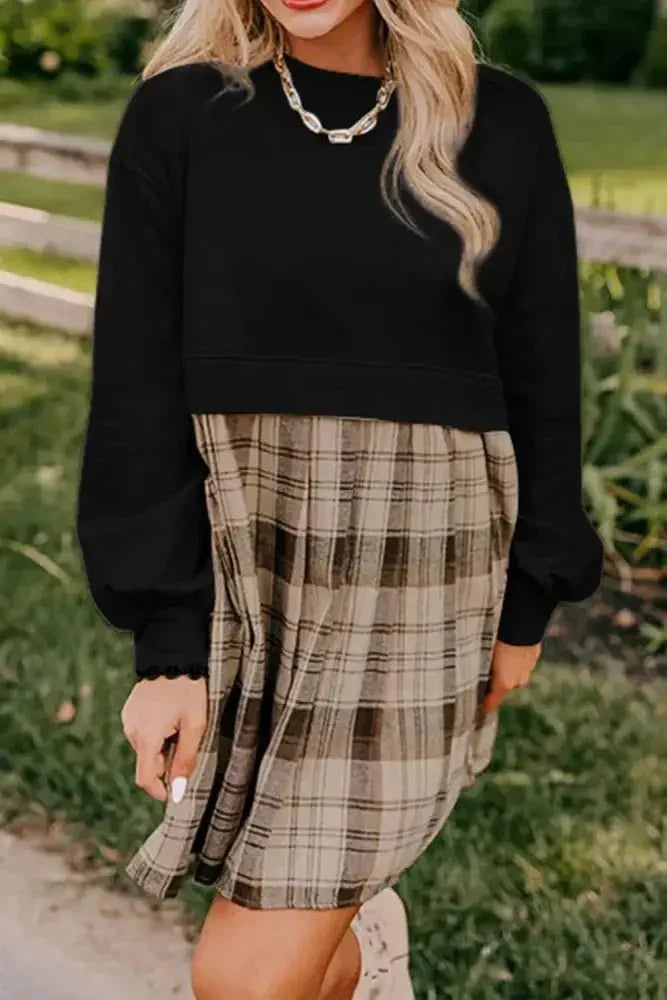 Plaid Round Neck Long Sleeve Mini Dress - Update AvenueTrendsi100100718845678100100718845678827b6eb6 - fb6a - 407d - a88a - 90fcc7db6e7e - MaxBlack