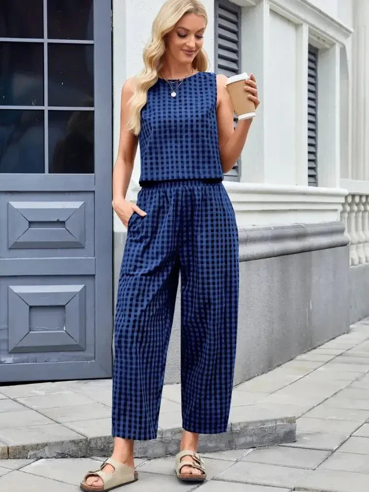 Plaid Sleeveless Top and Pants Set - Update AvenueTrendsi100100045523661100100045523661e43dd90d - 118e - 49de - 8fa5 - 31820a3e686f - MaxNavy