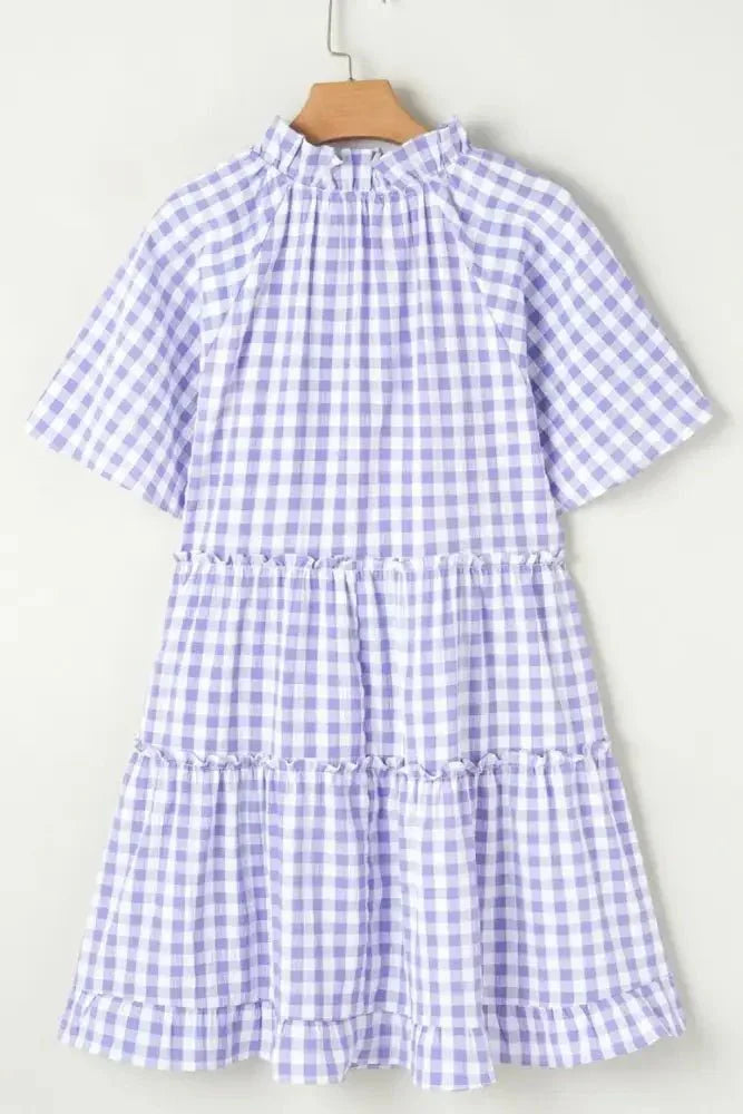 Plaid Tie Neck Short Sleeve Babydoll Mini Dress - Update AvenueTrendsi100100892997244100100892997244df708ec1 - 81cd - 48e2 - 9eac - 057159d58a27 - MaxLavender