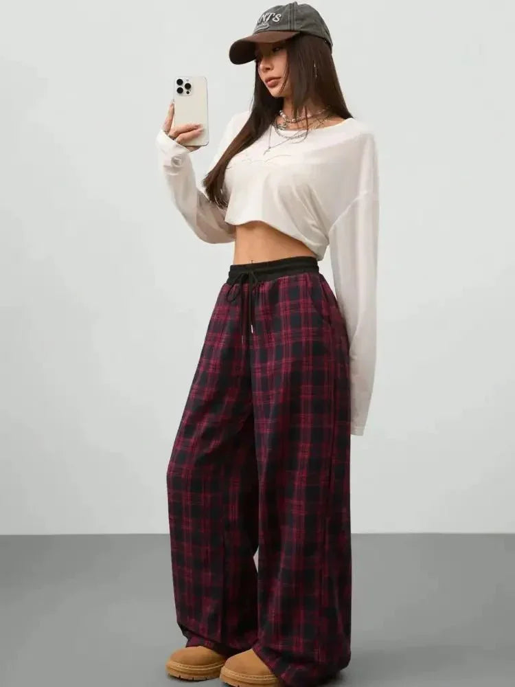 Plaid Wide Leg Pants with Drawstring Waist - Update AvenueTrendsi100100250881522100100250881522124921c3 - 1a14 - 4dbc - 8218 - d912f4b018f2 - Max - OriginScarlet