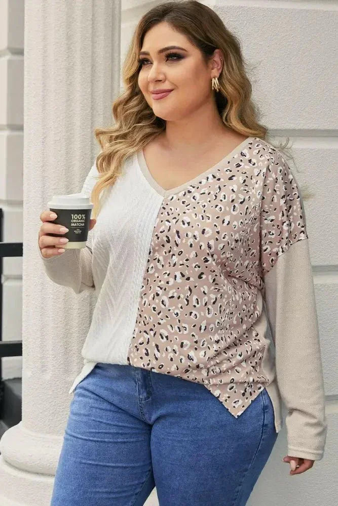 Plus Size Multicolor V - Neck Dropped Shoulder Sweater - Update AvenueTrendsi100100973063309100100973063309c416d508b0d840f2b44a8694272916f5 - MaxKhaki
