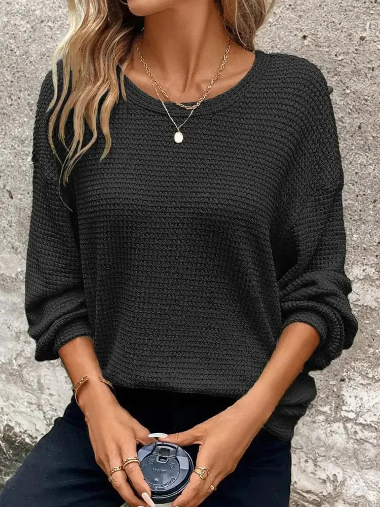 Plus Size Relaxed Fit Waffle Knit Round Neck T-Shirt - Update AvenueT-ShirtsTrendsi1001002937854911001002937854915b6576946dc84f7cbc7ea43dd7e1db12 - Max - OriginBlack