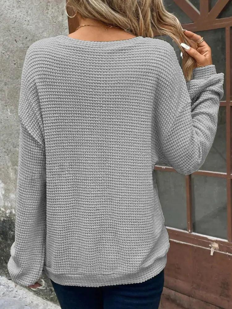 Plus Size Relaxed Fit Waffle Knit Round Neck T-Shirt - Update AvenueT-ShirtsTrendsi100100293787697100100293787697df868cd54999405e9464f7a4780e5371 - Max - OriginGray