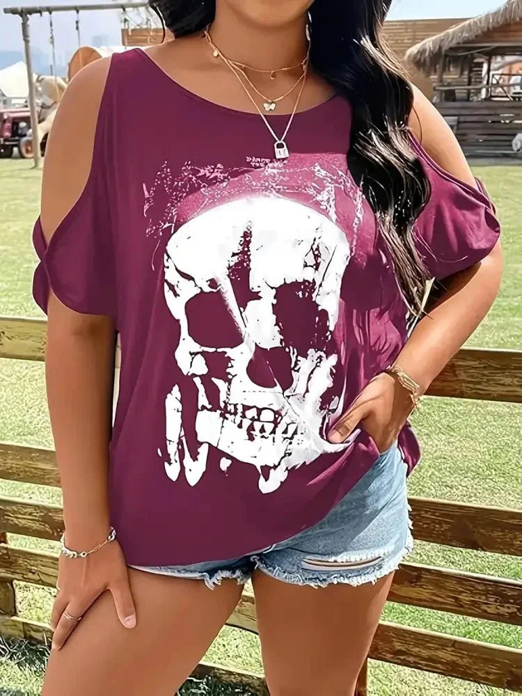 Plus Size Skeleton Graphic Round Neck Cold Shoulder T-Shirt - Update AvenueHalloweenTrendsi100100914772194100100914772194ac3ca4d3 - 4781 - 471c - 9f52 - b3bef1b74217 - MaxDeep Purple