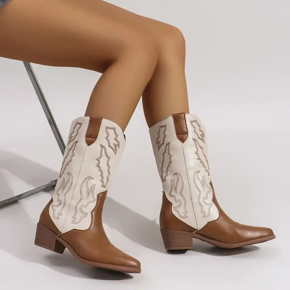 Point Toe Block Heels Boots