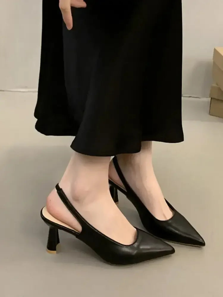 Point Toe Mid Heels Pumps