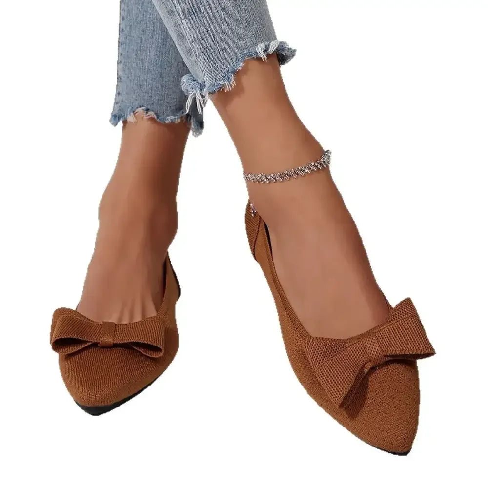 Pointed Toe Bow Slip-Ons