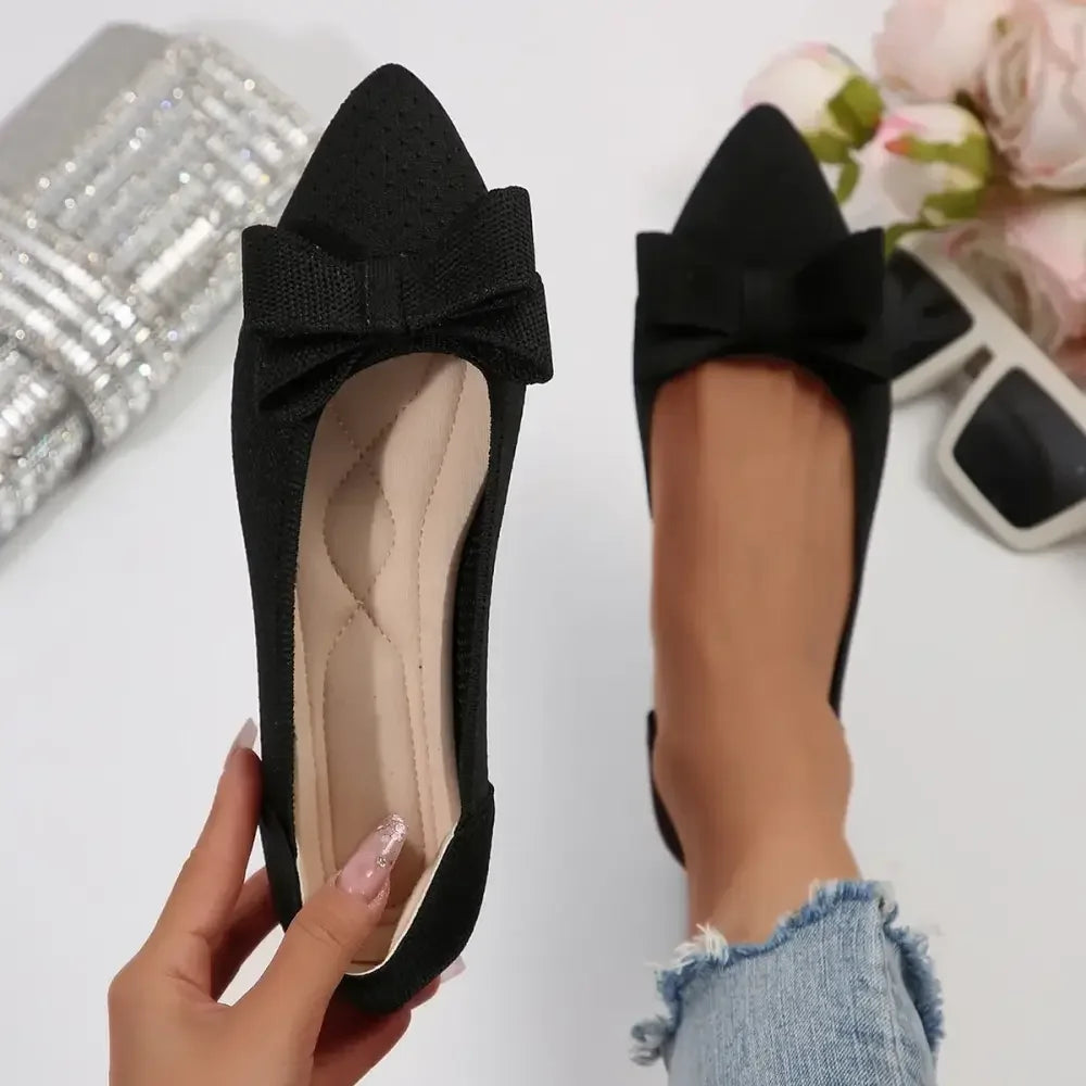 Pointed Toe Bow Slip-Ons