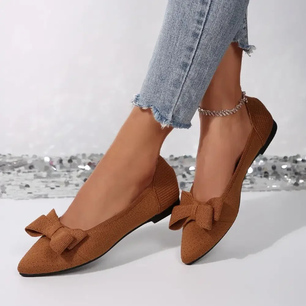 Pointed Toe Bow Slip-Ons