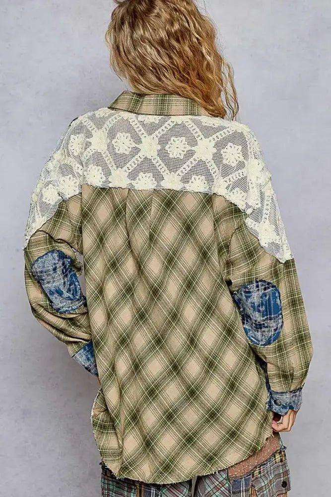 POL Lace Patchwork Plaid Oversized Shirt - Update AvenueTrendsi100100847091840100100847091840b7cd490d - 9f3b - 4d9e - a204 - b196a481da95 - Max - OriginSage
