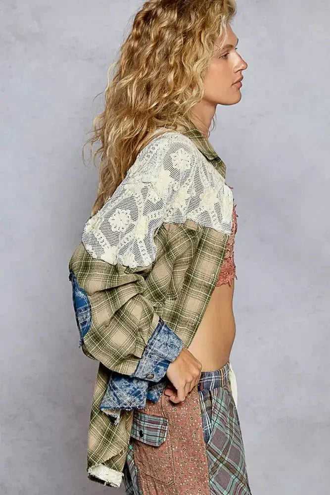 POL Lace Patchwork Plaid Oversized Shirt - Update AvenueTrendsi10010084709184010010084709184042b72e29 - a4a9 - 4562 - b831 - 773839bf6341 - Max - OriginSage