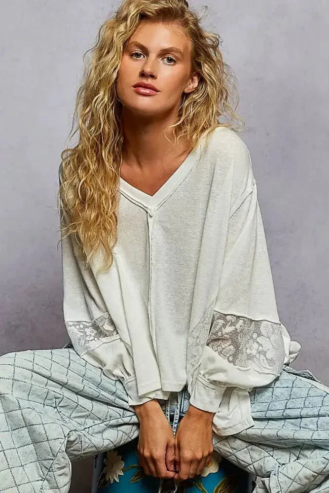 POL V - Neck Long Sleeve T-Shirt with Lace Detail - Update AvenueT-ShirtsTrendsi100100429651325100100429651325d4abf4d0 - 7e21 - 4adf - acda - da742e5bfd76 - Max - OriginWhite