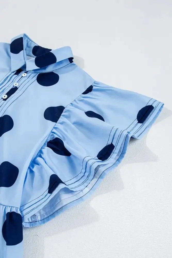 Polka Dot Print Ruffled Short Sleeve Buttoned Collared Blouse - Update AvenueVacation StyleTrendsi10010038329732310010038329732396efbb52 - 818a - 4e62 - 950b - 021540e02125 - MaxLight Blue
