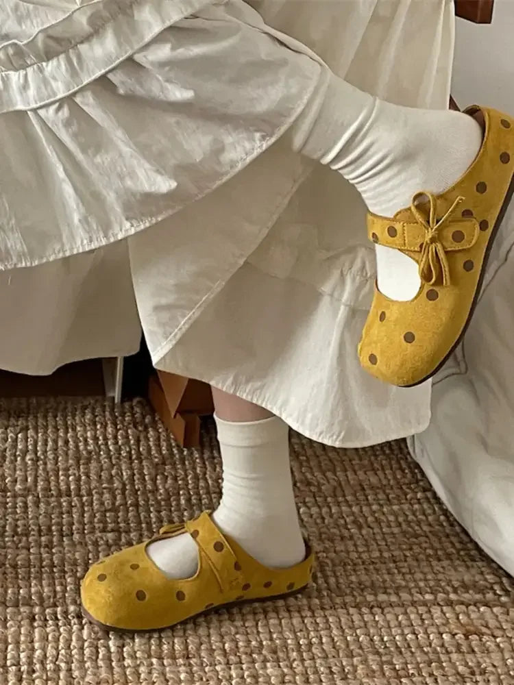 Polka Dot Round Toe Slip-Ons