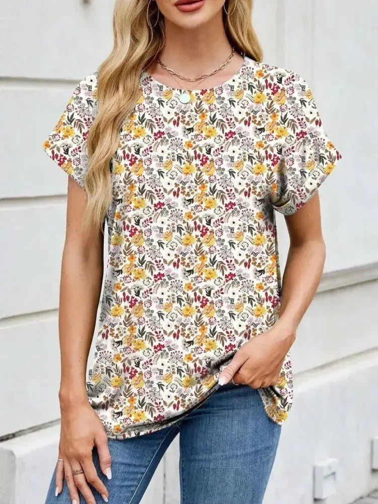 Printed Round Neck Short Sleeve Top - Update AvenueT-ShirtsTrendsi1001002125817881001002125817886fe945f3 - 6d37 - 4992 - 9a34 - 4f9c7a01a3ac - Max - OriginFloral