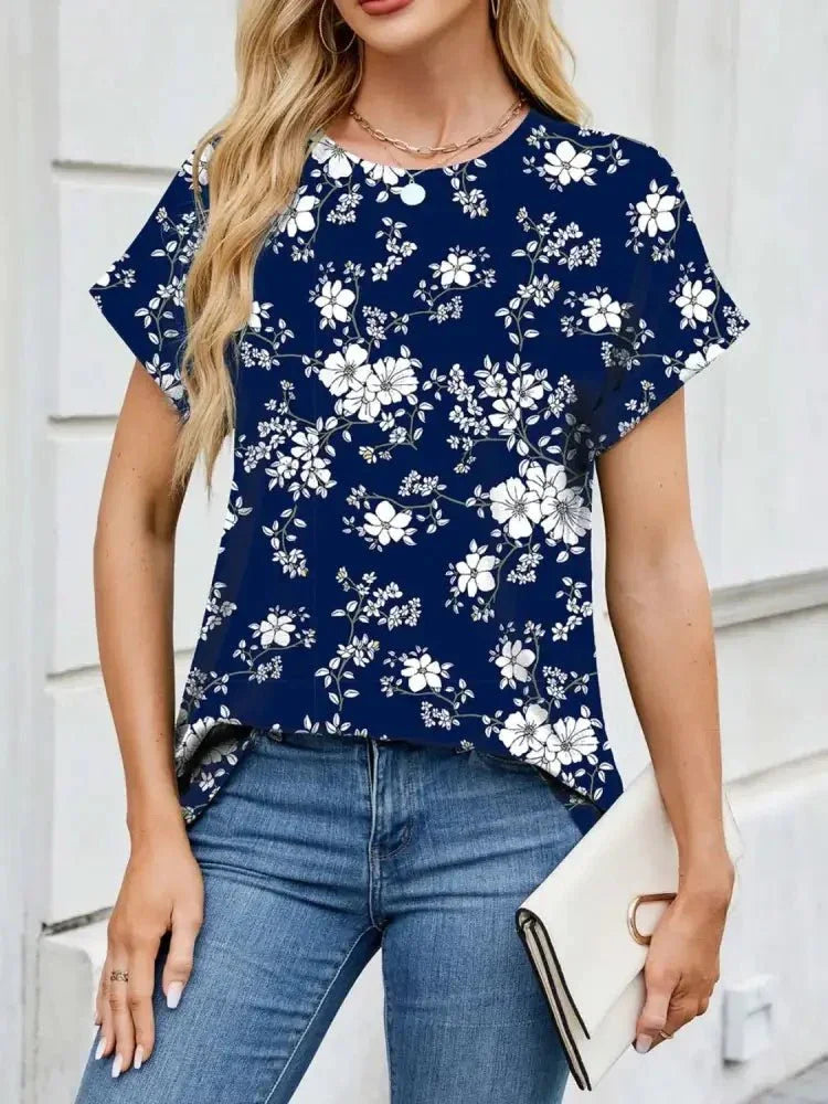 Printed Round Neck Short Sleeve Top - Update AvenueT-ShirtsTrendsi10010021258490510010021258490599ff5487 - 014a - 43a6 - aed4 - c0df0044b4bc - Max - OriginDark Blue