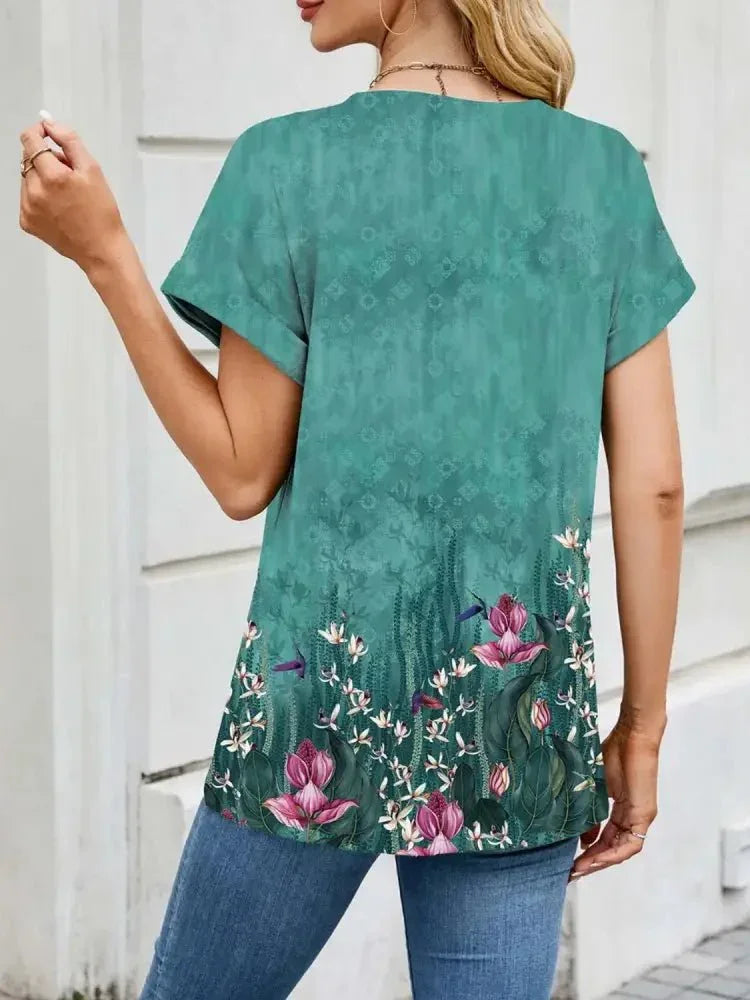 Printed Round Neck Short Sleeve Top - Update AvenueT-ShirtsTrendsi100100212586749100100212586749773760d7 - 3dff - 4ec3 - a9e6 - d8a632632a76 - Max - OriginTeal