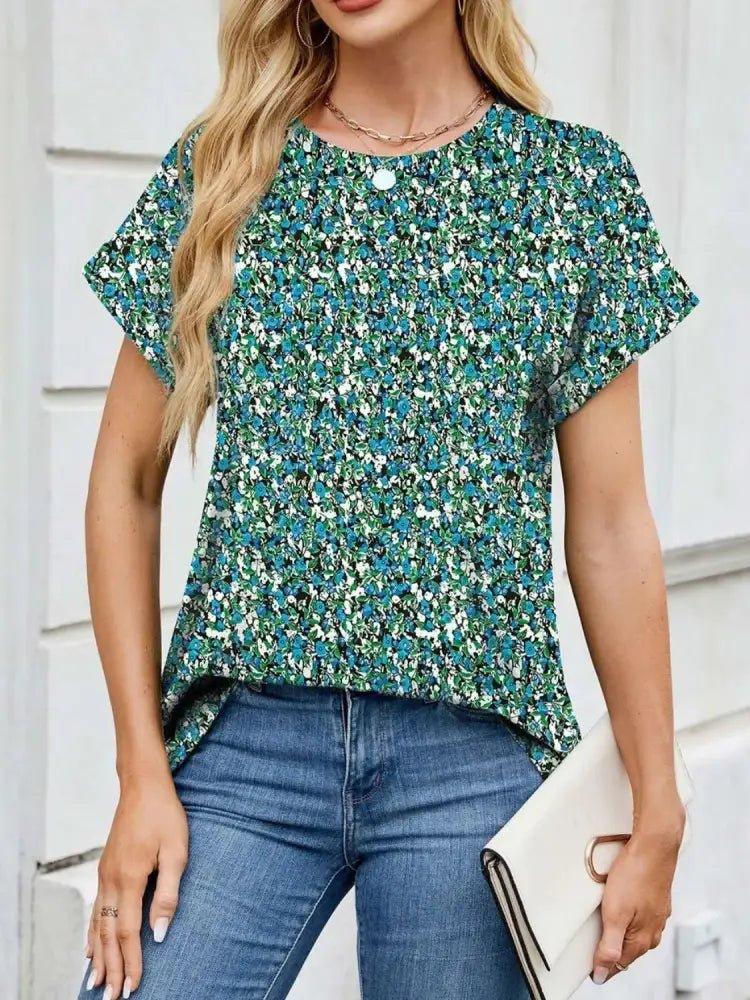 Printed Round Neck Short Sleeve Top - Update AvenueT-ShirtsTrendsi10010021258857510010021258857511908b27 - db15 - 487c - 99b0 - fd315b57597a - Max - OriginGreen