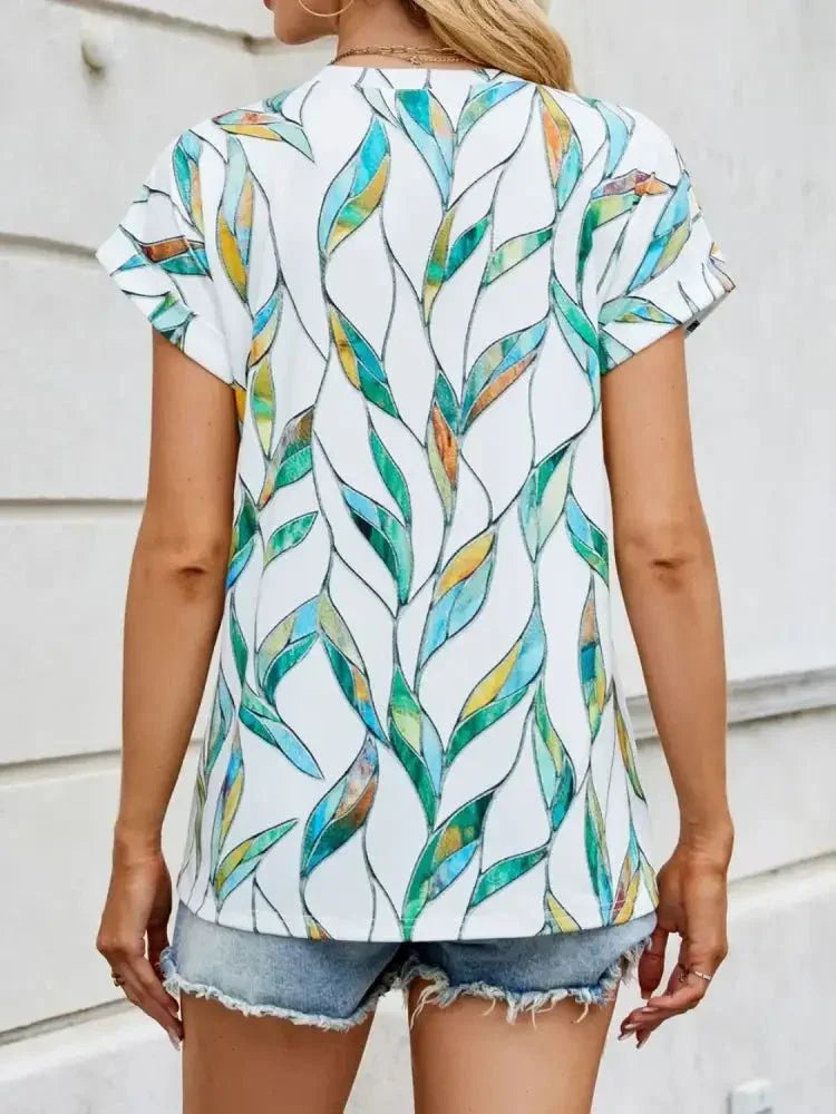 Printed Round Neck Short Sleeve Top - Update AvenueT-ShirtsTrendsi1001002125887731001002125887737608c749 - 5540 - 46e1 - b3e8 - 394eb81a74ab - Max - OriginTurquoise