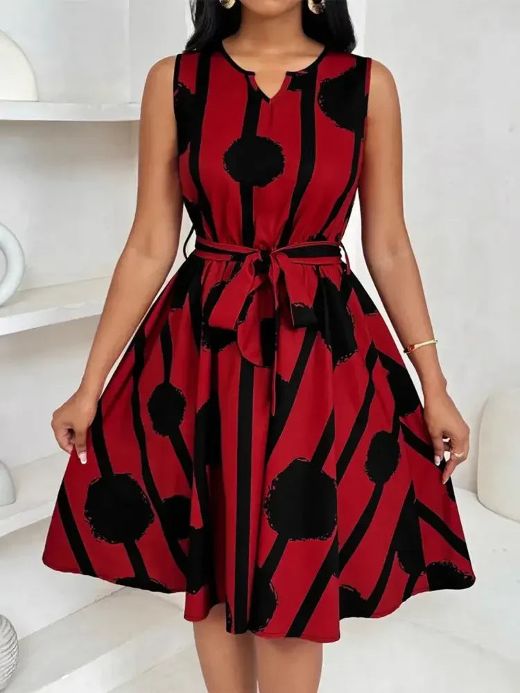 Printed Sleeveless A-Line Dress