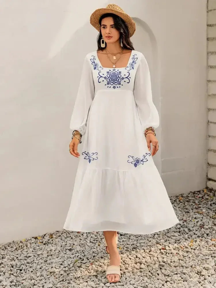 Printed Square Neck Balloon Sleeve Dress - Update AvenueBoho VibesTrendsi100100729381480100100729381480def5f2c0 - 3282 - 4ee3 - 9059 - bfd602f53d78 - MaxWhite