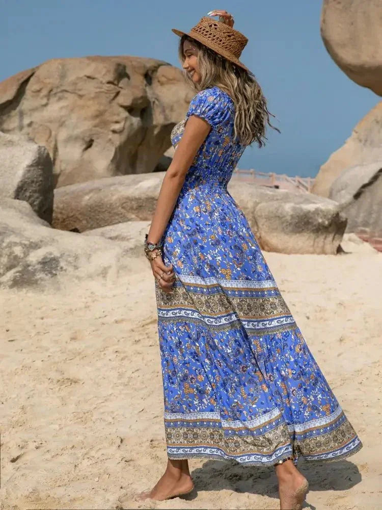 Printed V - Neck Cap Sleeve Midi Dress - Update AvenueBoho VibesTrendsi100100577911346100100577911346b04ba01e - 0e57 - 41fe - 953f - 15cc873d912d - Max - OriginBlue
