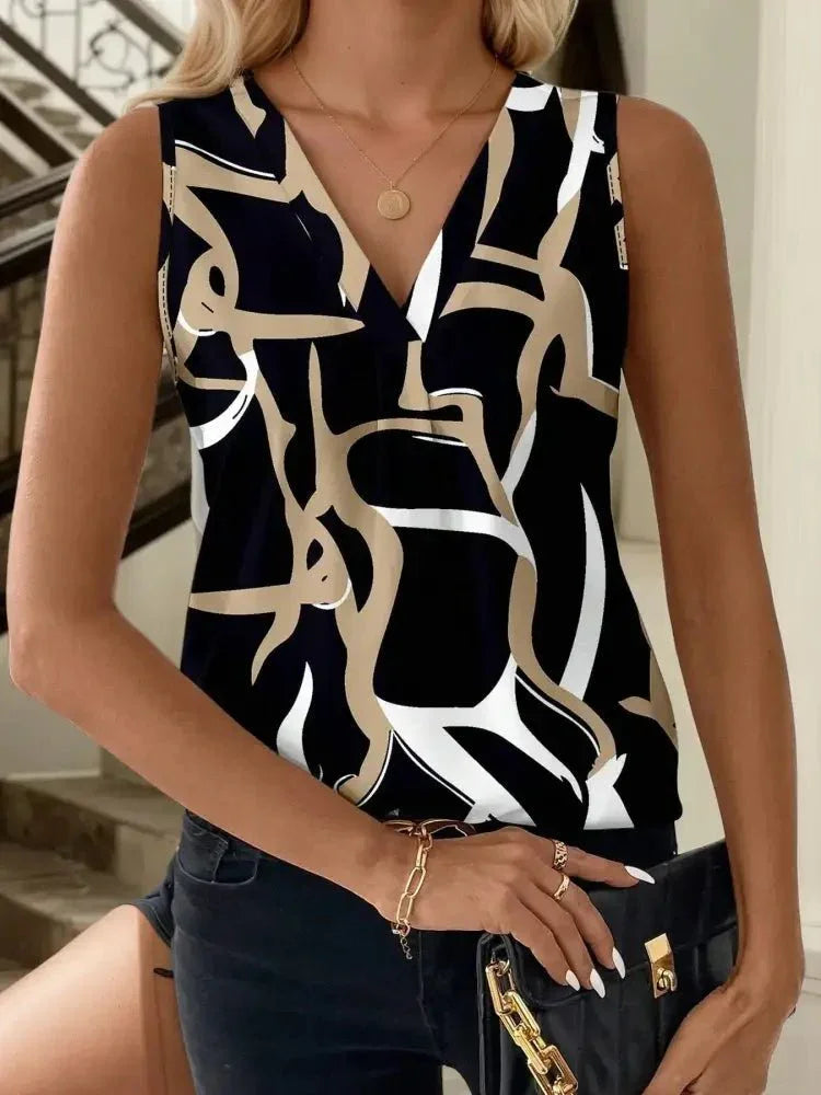 Printed V - Neck Tank - Update AvenueTrendsi100100053352229100100053352229dba8ec7e78944fa98e587818c93c1d46 - Max - OriginBlack