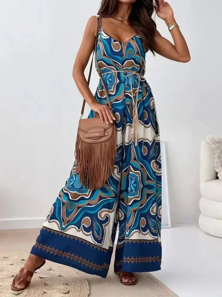 Printed V - Neck Wide Leg Jumpsuit - Update AvenueBoho VibesTrendsi1001005141210731001005141210731effb402 - de01 - 4269 - b734 - e3818c2c9392 - Max - OriginPeacock Blue