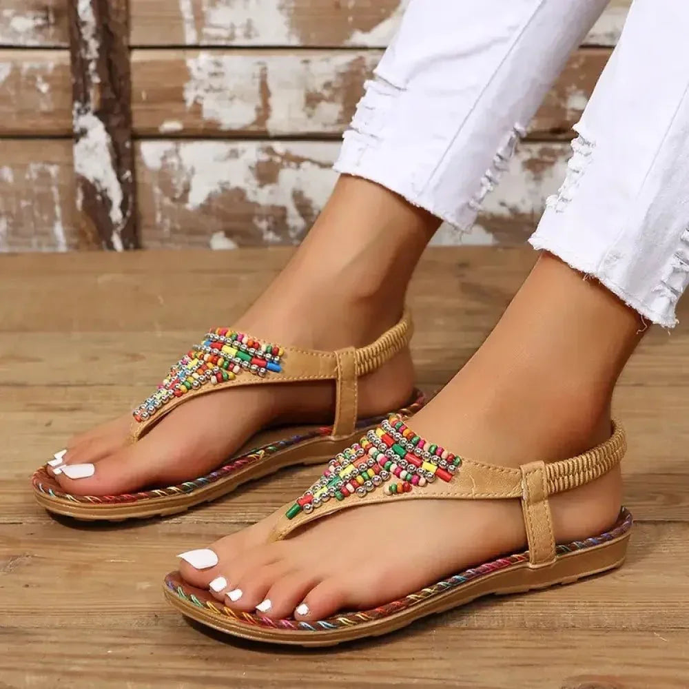 PU Leather Beaded Flat Sandals - Update AvenueFestival VibesTrendsi100600768139575100600768139575a688754e - 95ea - 47ff - 8f21 - 36b944277090 - MaxCamel