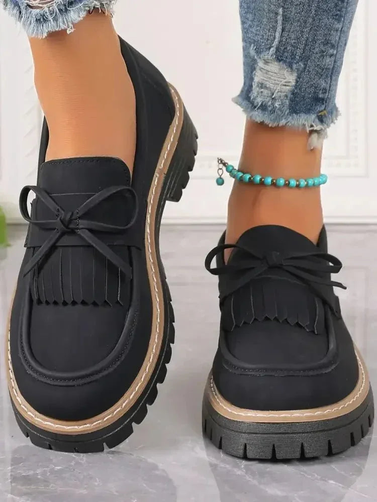 PU Leather Bow Platform Loafers - Update AvenueTrendsi100600597491557100600597491557PU Leather Bow Platform LoafersBlack