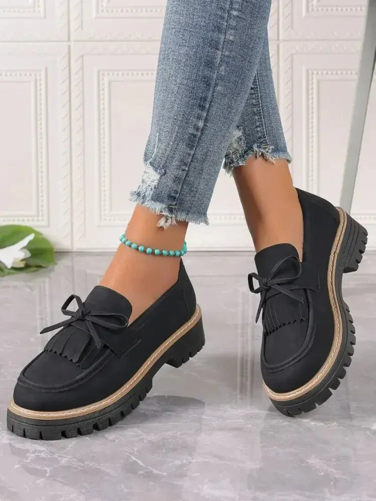 PU Leather Bow Platform Loafers - Update AvenueTrendsi100600597491557100600597491557PU Leather Bow Platform LoafersBlack