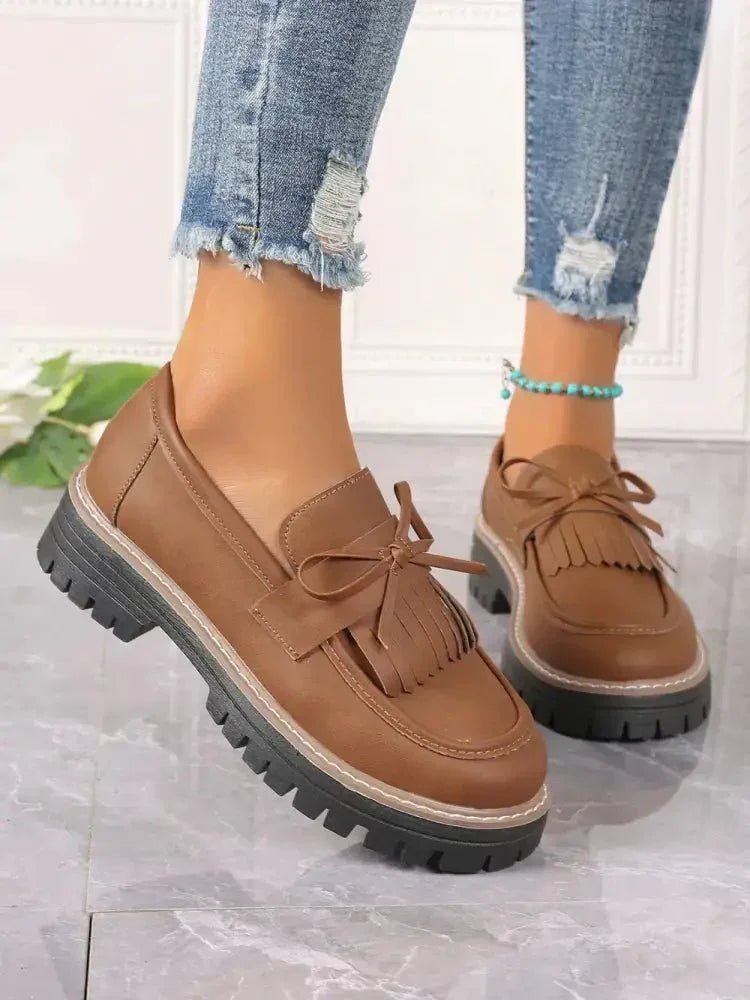 PU Leather Bow Platform Loafers - Update AvenueTrendsi100600597498844100600597498844PU Leather Bow Platform LoafersCaramel