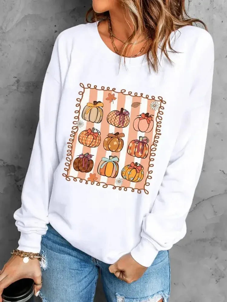 Pumpkin Graphic Round Neck Sweatshirt - Update AvenueHalloweenTrendsi100100072278554100100072278554345401672983485aac19707fc1de6821 - Max - OriginWhite