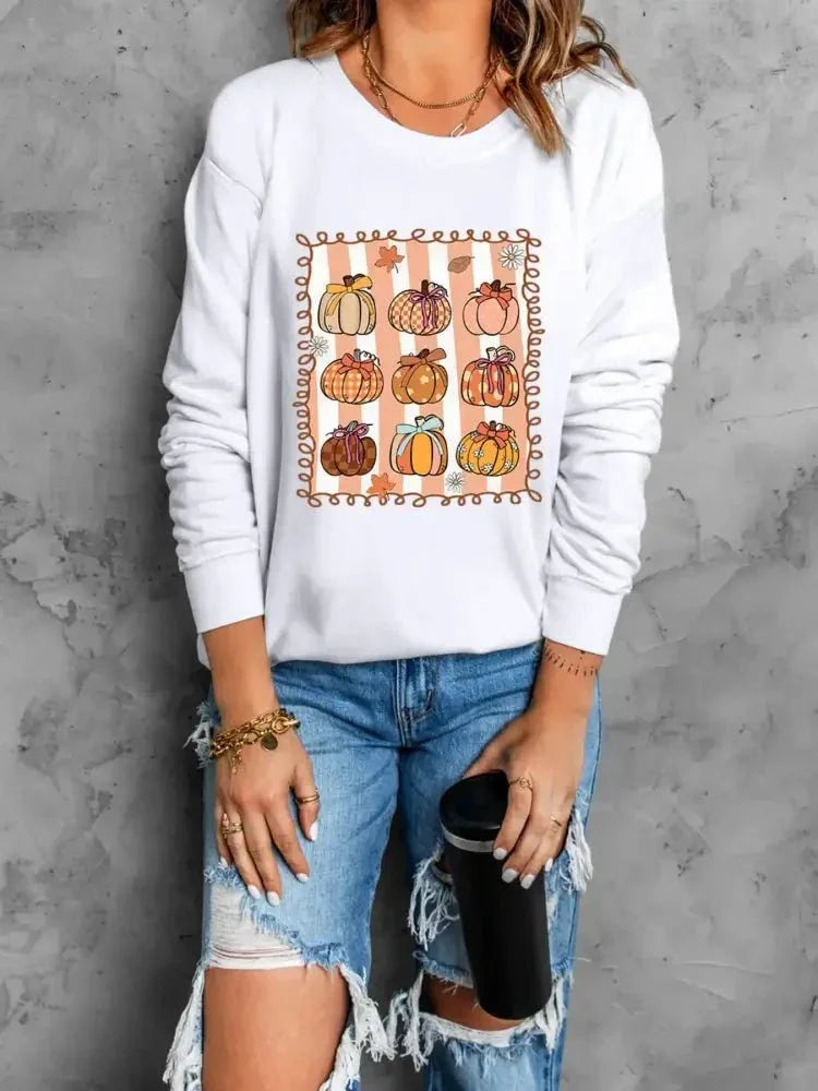 Pumpkin Graphic Round Neck Sweatshirt - Update AvenueHalloweenTrendsi100100072278554100100072278554b4086889d7834a7ebfcc89d548c3a39d - Max - OriginWhite