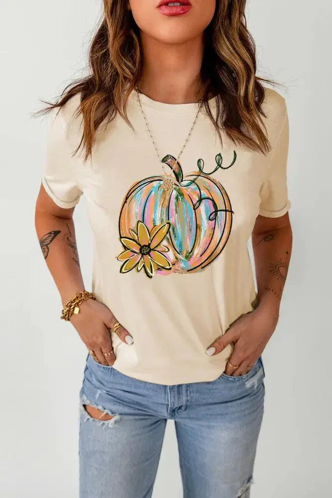 Pumpkin Graphic Round Neck T-Shirt - Update AvenueHalloweenTrendsi1001019823247151001019823247152cef51f84f004fe8bd96dd016b808bdd - MaxSand
