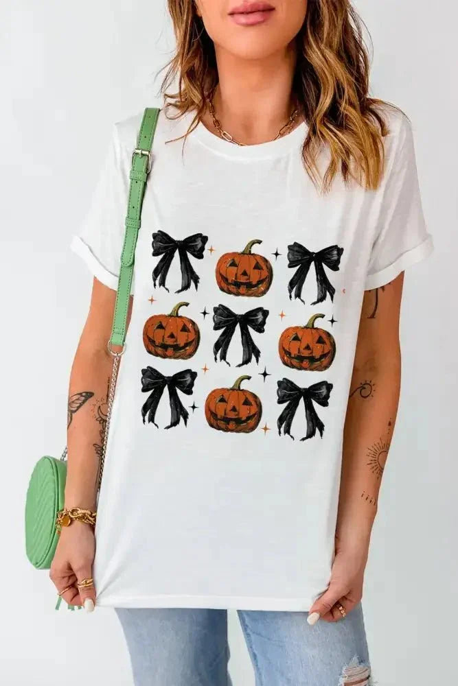 Pumpkin Round Neck Short Sleeve T-Shirt - Update AvenueHalloweenTrendsi1001001483012111001001483012116c573021 - 2e5f - 4066 - 9397 - 1b966284f4ac - MaxWhite