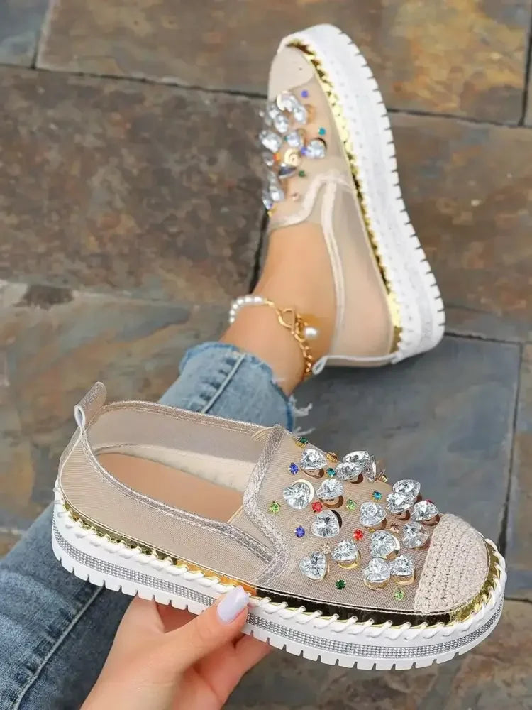 Rhinestone Platform Slip-Ons
