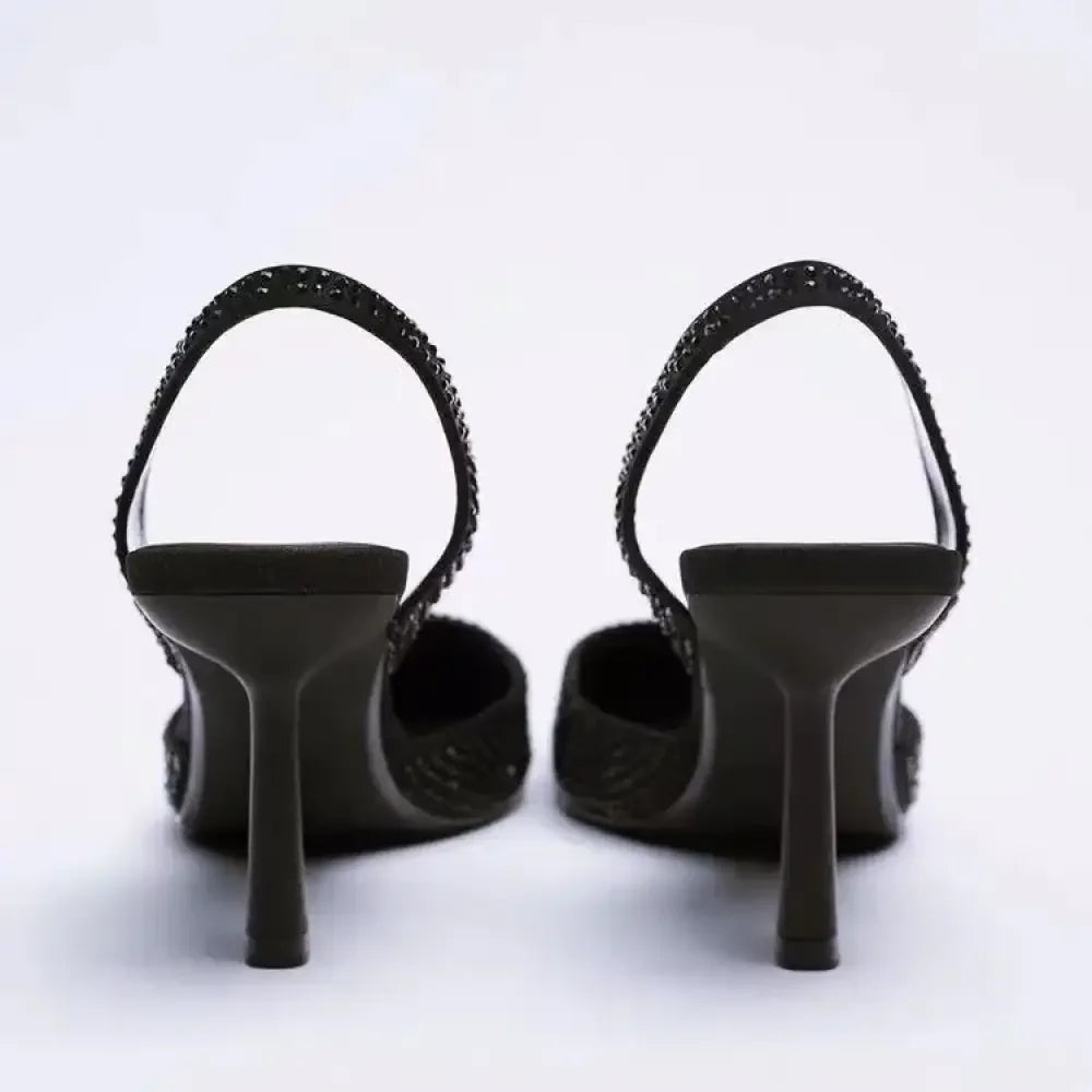 Rhinestone Slingback High Heel Pumps