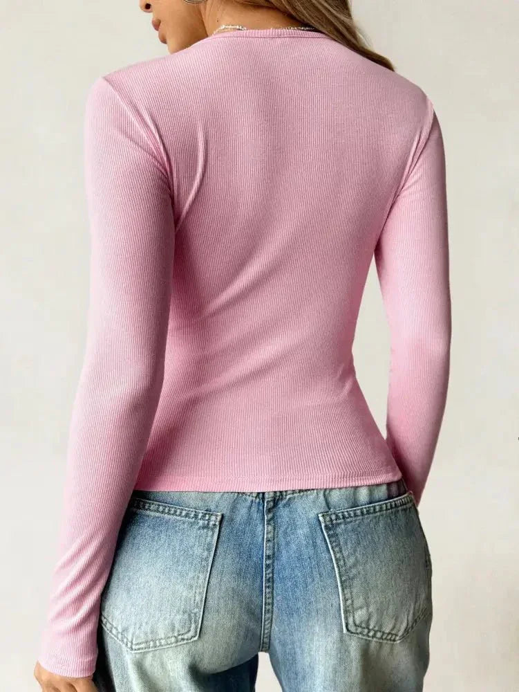 Ribbed Knit Long Sleeve T-Shirt - Update AvenueT-ShirtsTrendsi100100945141753100100945141753dcee20df - b4a2 - 4a8d - 9126 - 7334cb0127df - Max - OriginBlush Pink