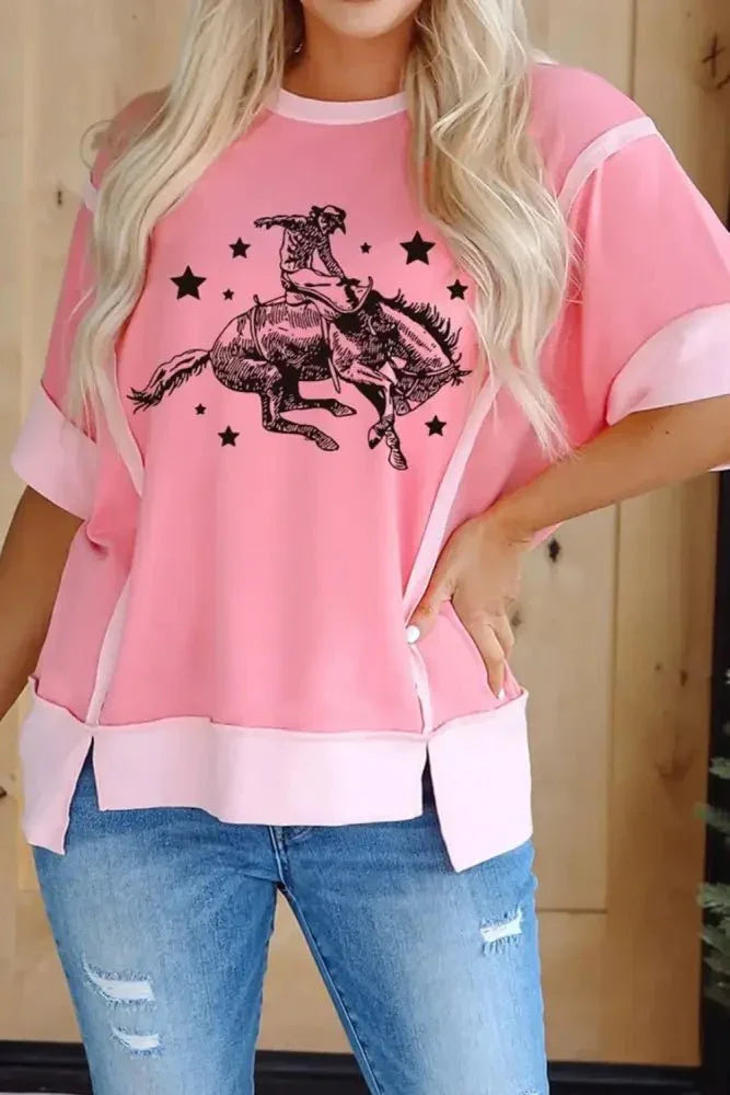 Rodeo Graphic Casual Loose Fit T-Shirt - Update AvenueT-ShirtsTrendsi10010084695842410010084695842413e3e32b - e435 - 4dfa - b2ce - ed7421ddaf75 - Max - OriginBlush Pink