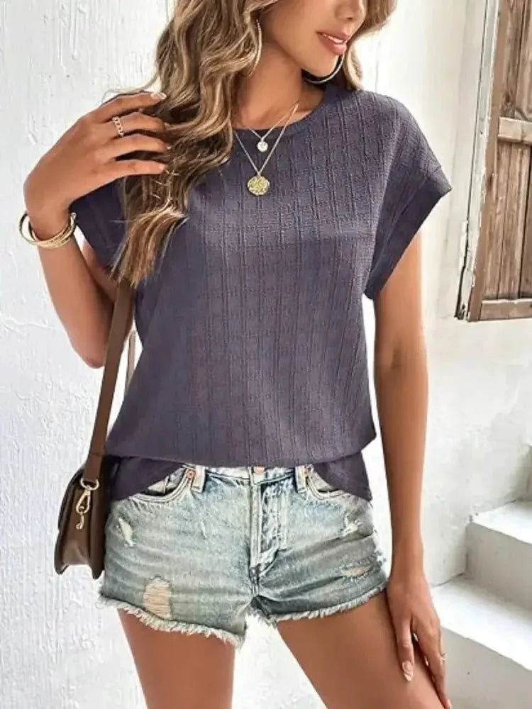 Round Neck Cap Sleeve T-Shirt - Update AvenueT-ShirtsTrendsi100100669891932100100669891932cd0beebb - 03a6 - 40b3 - b8a5 - 2a2bb0e03822 - Max - OriginMauve